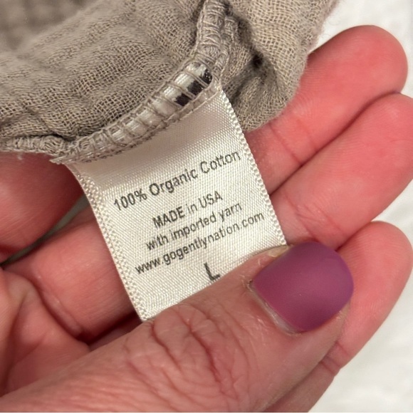 Go Gently Organic WOMEN'S MUSLIN GAUZE FROCK tan dress size Large - Picture 4 of 13